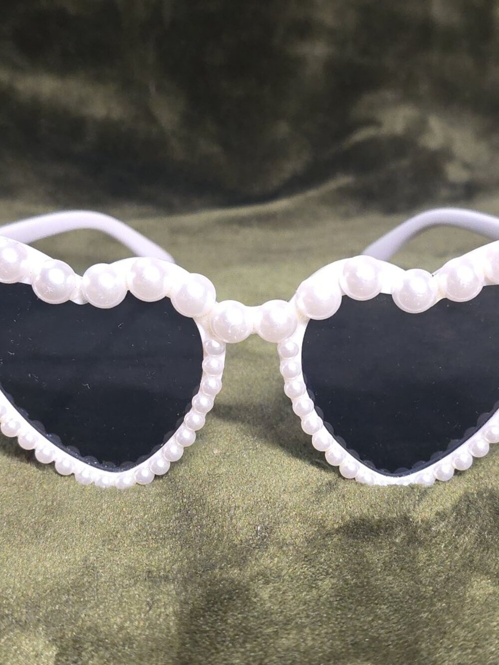 Heart Shaped Faux Pearl Sunglasses White Bride Bridal Shower Bachelorette